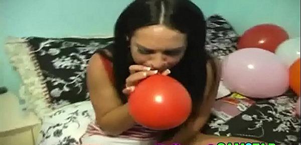  Balloon Blowing Teen with Big Tits